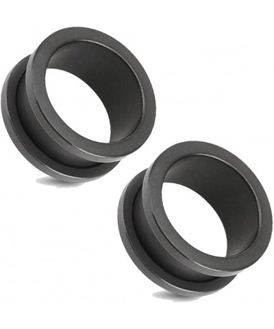 PAIR OF FLARED SCREW FIT TUNNELS 316L SURGICAL STEEL SOLID MATTE BLACK IP 4GA (5mm) $16.51 Body Jewelry