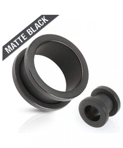 PAIR OF FLARED SCREW FIT TUNNELS 316L SURGICAL STEEL SOLID MATTE BLACK IP 4GA (5mm) $16.51 Body Jewelry