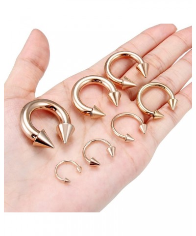 0G 2G 4G 6G 8G 12G 14G 16G Septum Stretching Kit Surgical Steel Horseshoe Gauges Piercing Kit for Women Men Mix Size-Rose Gol...