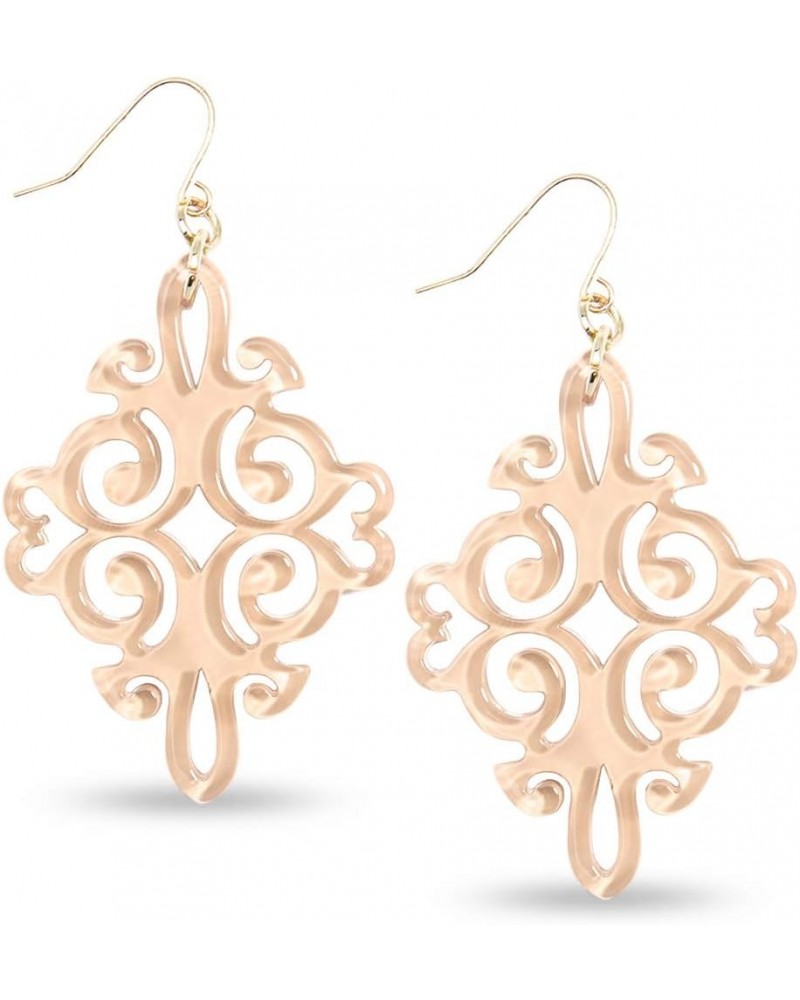 Acrylic Resin Twirling Drop Earrings for Women Beige $14.78 Earrings