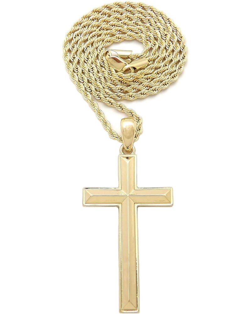 New Holy Cross Pendant Box, Rope, Cuban Chain Fashion Hip Hop Necklace XSP800 (24, Gold/Rope Chain) $9.88 Necklaces