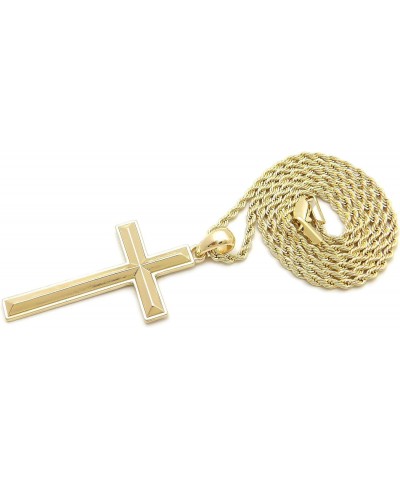 New Holy Cross Pendant Box, Rope, Cuban Chain Fashion Hip Hop Necklace XSP800 (24, Gold/Rope Chain) $9.88 Necklaces