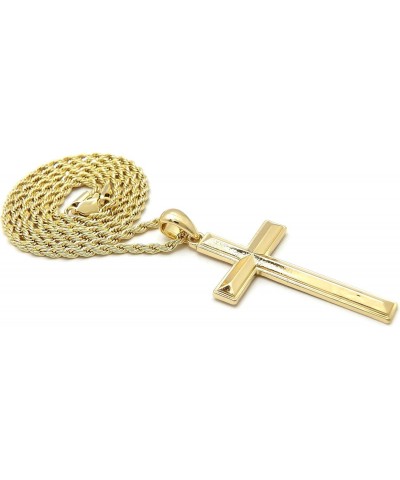 New Holy Cross Pendant Box, Rope, Cuban Chain Fashion Hip Hop Necklace XSP800 (24, Gold/Rope Chain) $9.88 Necklaces