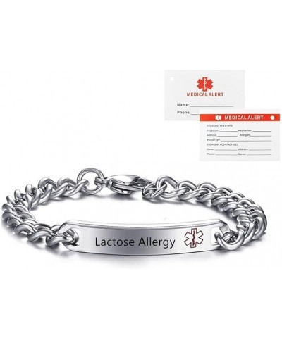 Personalized Medical Alert ID Bracelets for Men Women,Stainless Steel Link Chain Bracelet Identification Cuff Bracelet Health...