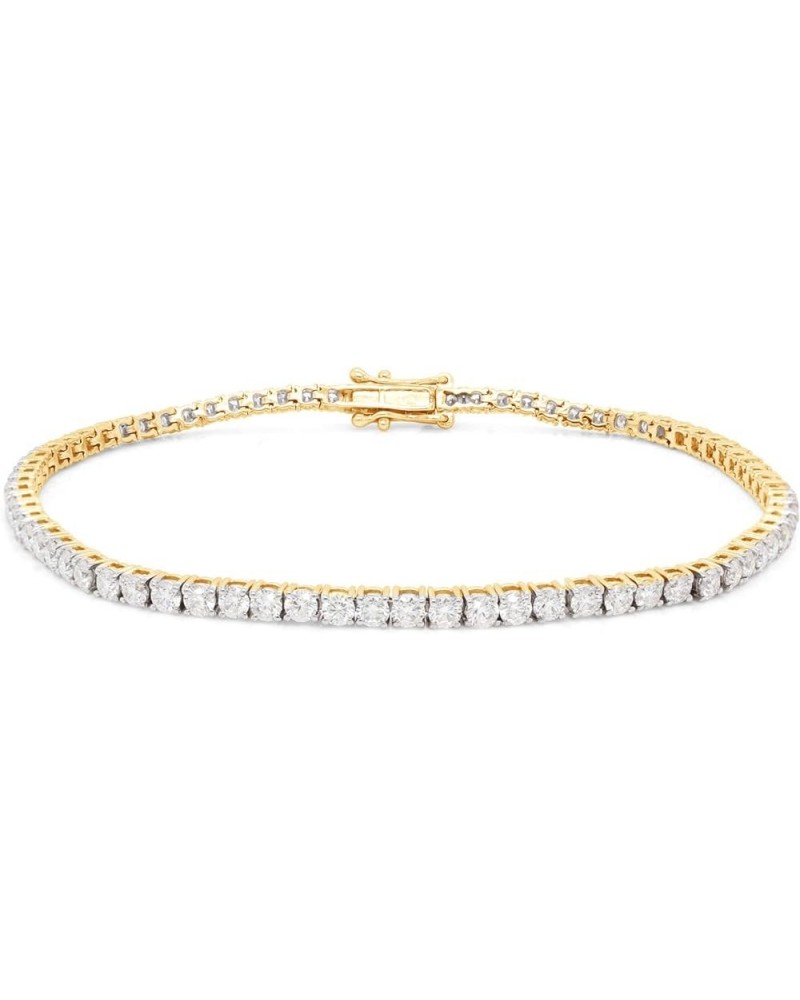 4MM Width Round Cut Lab Created Diamond Moissanite Tennis Chain Bracelet In 14k Gold Over Sterling Silver Jewelry For Women (...