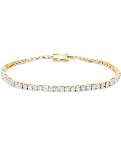 4MM Width Round Cut Lab Created Diamond Moissanite Tennis Chain Bracelet In 14k Gold Over Sterling Silver Jewelry For Women (...