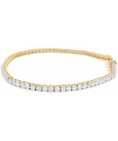 4MM Width Round Cut Lab Created Diamond Moissanite Tennis Chain Bracelet In 14k Gold Over Sterling Silver Jewelry For Women (...