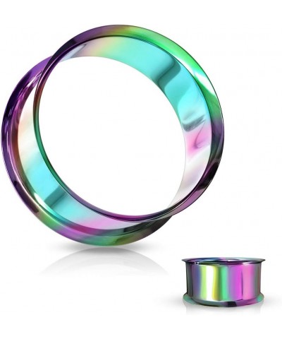 Pair of Double Flared Tunnel Plugs Titanium IP over 316L Surgical Steel 1" Rainbow $11.50 Body Jewelry