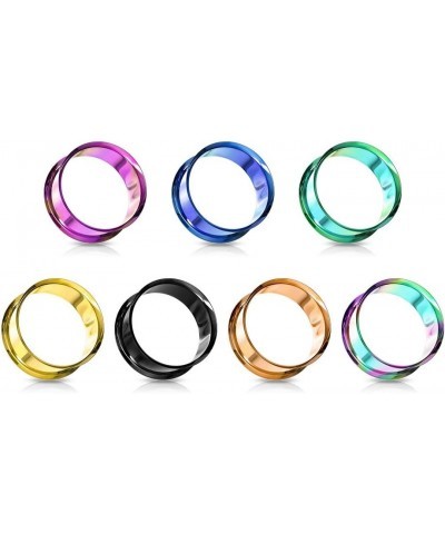 Pair of Double Flared Tunnel Plugs Titanium IP over 316L Surgical Steel 1" Rainbow $11.50 Body Jewelry