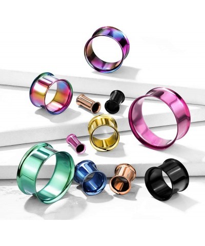 Pair of Double Flared Tunnel Plugs Titanium IP over 316L Surgical Steel 1" Rainbow $11.50 Body Jewelry