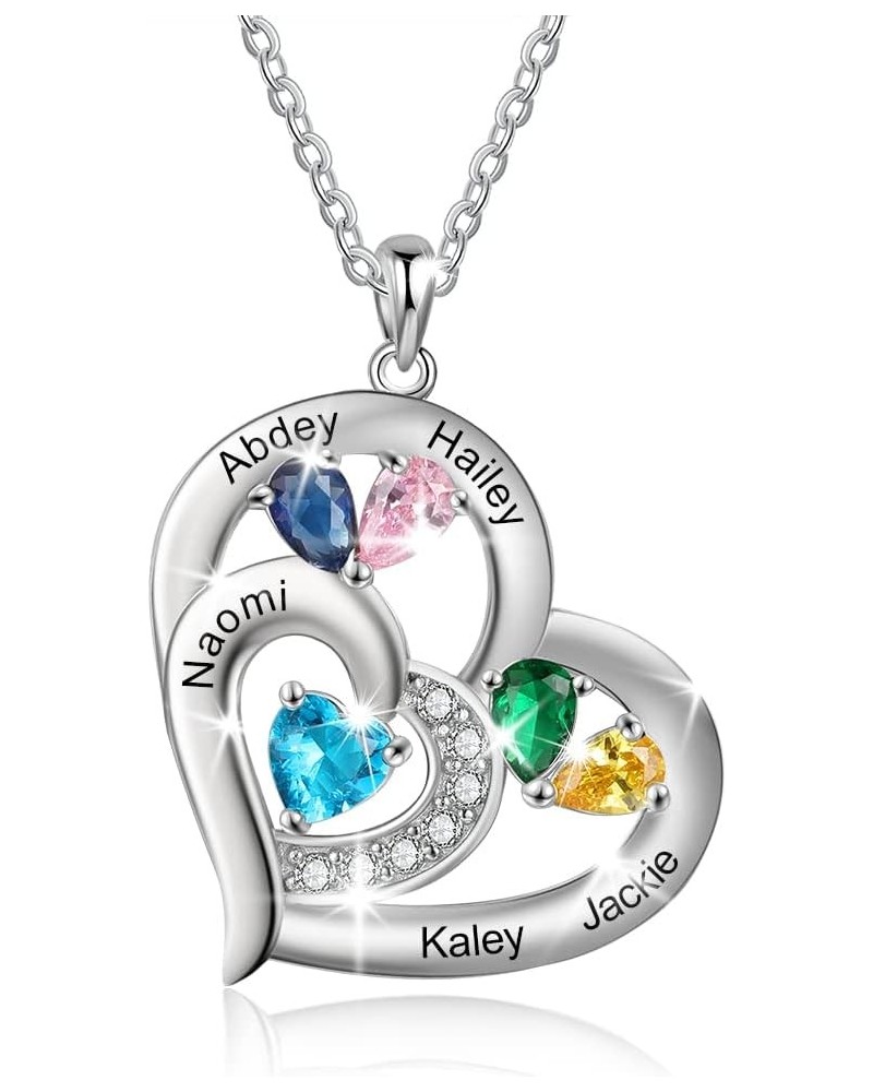 Gift for Mother Personalized Mom Necklace for Women Mothers Necklace with Birthstones Custom Heart Necklaces for Mom with Nam...