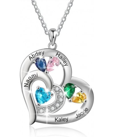 Gift for Mother Personalized Mom Necklace for Women Mothers Necklace with Birthstones Custom Heart Necklaces for Mom with Nam...