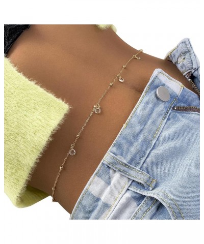 Simple Crystal Bead Waist Chain Summer Beach Thin Belly Body Chain Sexy Bikini Women Body Chain Boho Metal Stomach Necklace C...