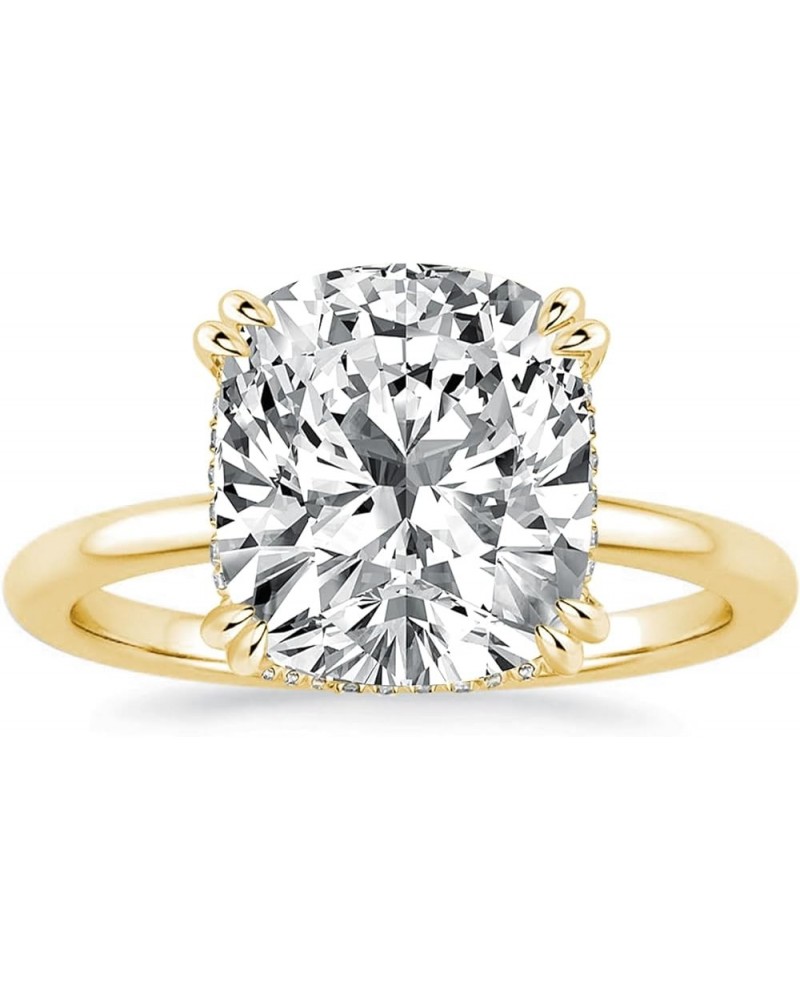 4CT Cushion Cut Engagement Ring,No Tarnish 18K Yellow Gold Plated 925 Sterling Silver Promise Ring 5.5 $31.36 Rings