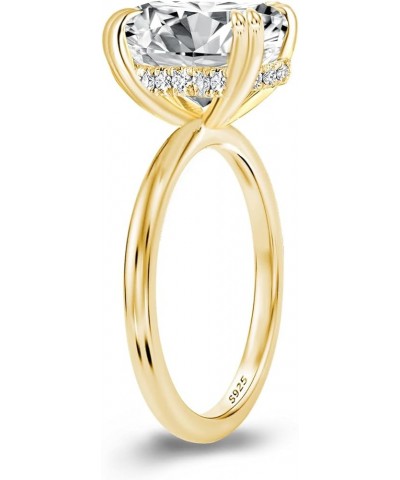 4CT Cushion Cut Engagement Ring,No Tarnish 18K Yellow Gold Plated 925 Sterling Silver Promise Ring 5.5 $31.36 Rings