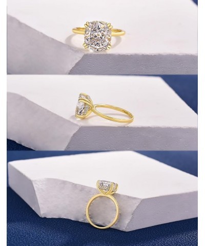 4CT Cushion Cut Engagement Ring,No Tarnish 18K Yellow Gold Plated 925 Sterling Silver Promise Ring 5.5 $31.36 Rings