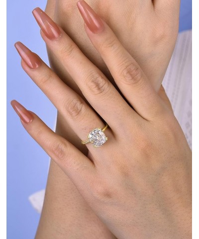 4CT Cushion Cut Engagement Ring,No Tarnish 18K Yellow Gold Plated 925 Sterling Silver Promise Ring 5.5 $31.36 Rings