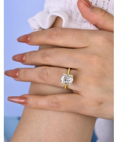 4CT Cushion Cut Engagement Ring,No Tarnish 18K Yellow Gold Plated 925 Sterling Silver Promise Ring 5.5 $31.36 Rings