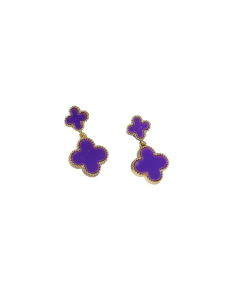 Quatrefoil Clover Drop Earrings Amethyst Purple $12.60 Earrings