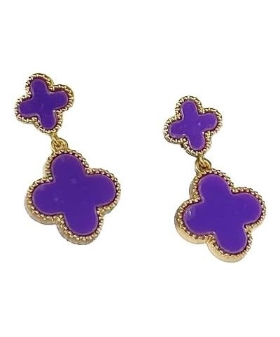 Quatrefoil Clover Drop Earrings Amethyst Purple $12.60 Earrings