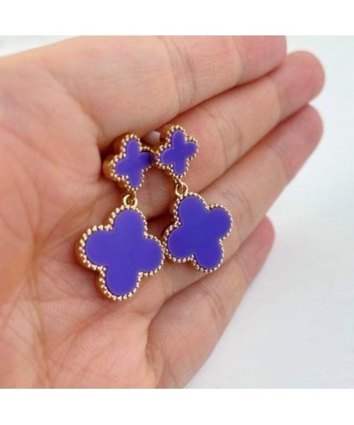 Quatrefoil Clover Drop Earrings Amethyst Purple $12.60 Earrings