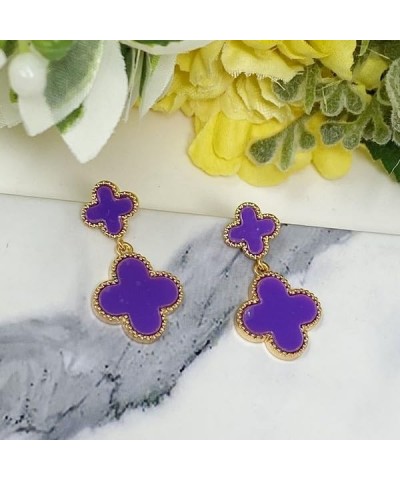 Quatrefoil Clover Drop Earrings Amethyst Purple $12.60 Earrings