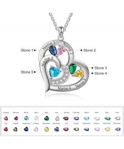 Gift for Mother Personalized Mom Necklace for Women Mothers Necklace with Birthstones Custom Heart Necklaces for Mom with Nam...