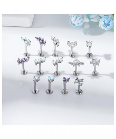 16G G23 Titanium Cartilage Earrings Stud Flat Back Dog Paw Cartilage Piercing Jewelry Internally Threaded Medusa Piercing Sho...