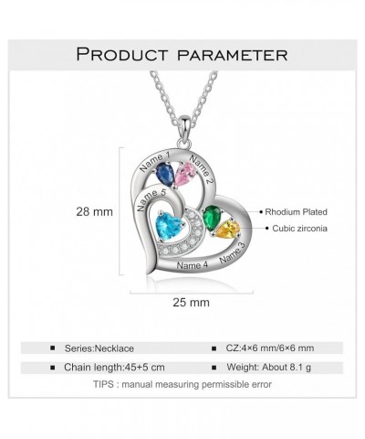 Gift for Mother Personalized Mom Necklace for Women Mothers Necklace with Birthstones Custom Heart Necklaces for Mom with Nam...