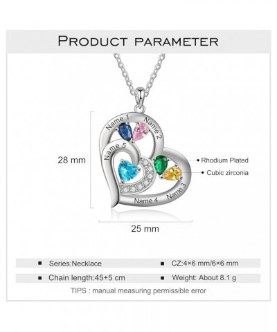 Gift for Mother Personalized Mom Necklace for Women Mothers Necklace with Birthstones Custom Heart Necklaces for Mom with Nam...