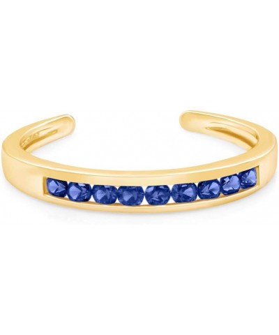 Round Cut Simulated Gemstone Channel Set 10k Gold Womens Adjustable Toe Ring 10k-Yellow Gold- Simulated Sapphire $51.23 Body ...