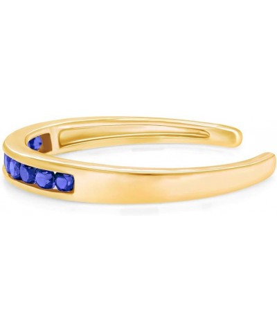 Round Cut Simulated Gemstone Channel Set 10k Gold Womens Adjustable Toe Ring 10k-Yellow Gold- Simulated Sapphire $51.23 Body ...