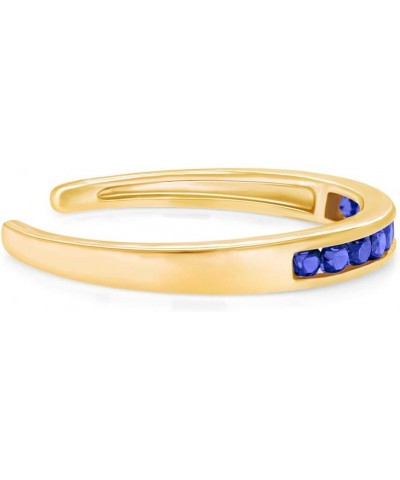 Round Cut Simulated Gemstone Channel Set 10k Gold Womens Adjustable Toe Ring 10k-Yellow Gold- Simulated Sapphire $51.23 Body ...