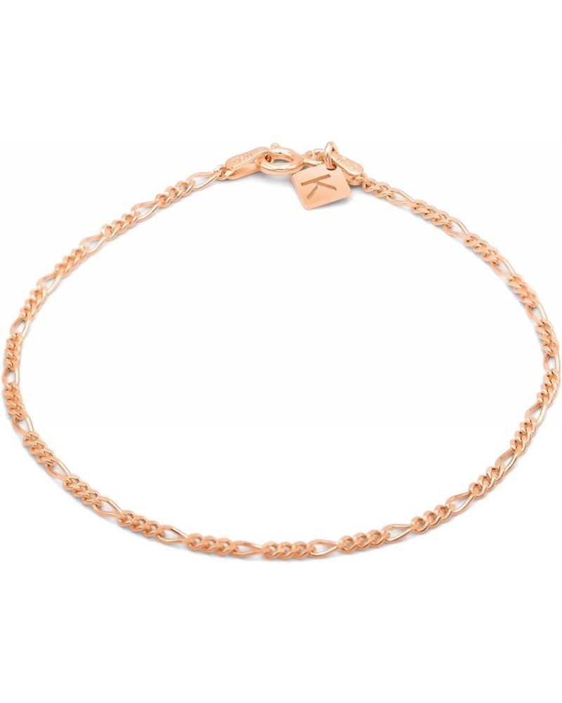 Sterling Silver Figaro Link Chain Bracelet Ankelet 2mm Italian Rose Gold 10" Anklet $10.79 Bracelets