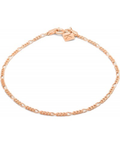 Sterling Silver Figaro Link Chain Bracelet Ankelet 2mm Italian Rose Gold 10" Anklet $10.79 Bracelets