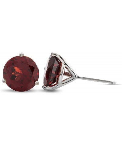 Solid 10k White Gold 3-Pronged Martini 7mm Round Stone Stud Earrings Garnet White Gold $47.15 Earrings