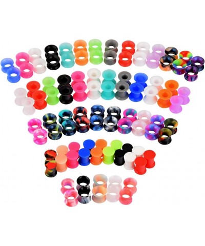 24pcs-100pcs Colorful Silicone Ear Gauges Double Flared Ear Tunnels Set Stretchers Expander Ear Piercing Jewelry 100pcs, 11/1...