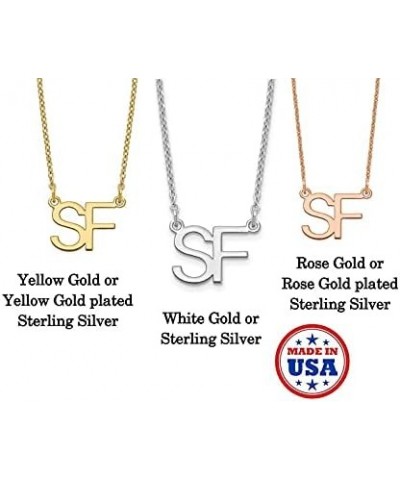 Two Letter Initial Necklace in Gold or Sterling Silver - White - Yellow - Rose Gold - 925 Sterling Silver - 16", 18", or 20" ...