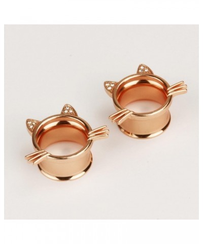 Cute Kitten Cat Ear Plugs Tunnels Gauges Stretcher Piercings 3 Pairs 2G-25mm 3 Pairs of Gauge:2g(6mm) $10.07 Body Jewelry