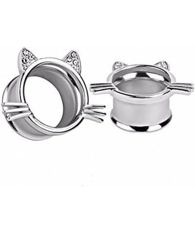 Cute Kitten Cat Ear Plugs Tunnels Gauges Stretcher Piercings 3 Pairs 2G-25mm 3 Pairs of Gauge:2g(6mm) $10.07 Body Jewelry