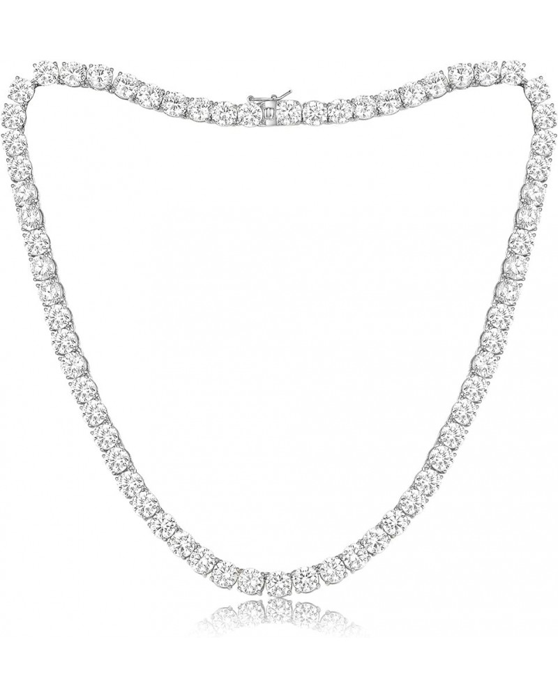 18K White Gold Plated 6.0mm Round Cubic Zirconia Classic Tennis Necklace for Women and Men 16 $21.75 Necklaces