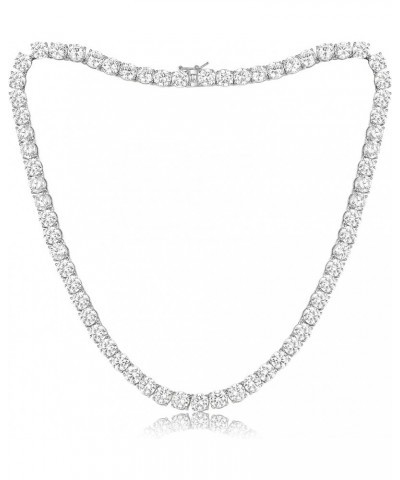 18K White Gold Plated 6.0mm Round Cubic Zirconia Classic Tennis Necklace for Women and Men 16 $21.75 Necklaces