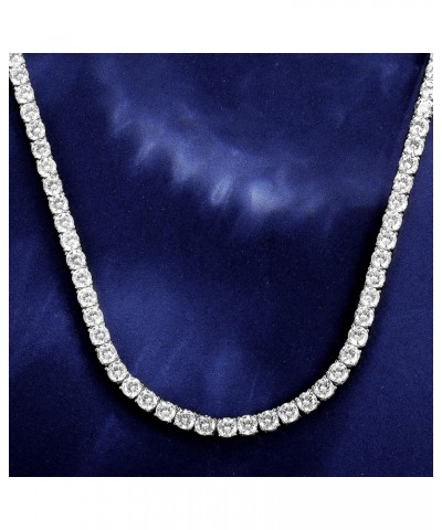 18K White Gold Plated 6.0mm Round Cubic Zirconia Classic Tennis Necklace for Women and Men 16 $21.75 Necklaces