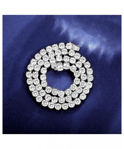 18K White Gold Plated 6.0mm Round Cubic Zirconia Classic Tennis Necklace for Women and Men 16 $21.75 Necklaces