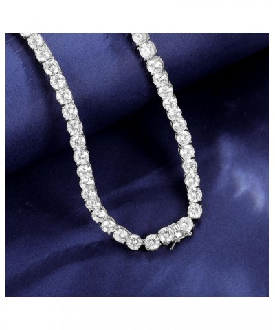 18K White Gold Plated 6.0mm Round Cubic Zirconia Classic Tennis Necklace for Women and Men 16 $21.75 Necklaces