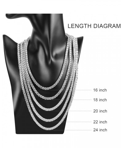 18K White Gold Plated 6.0mm Round Cubic Zirconia Classic Tennis Necklace for Women and Men 16 $21.75 Necklaces