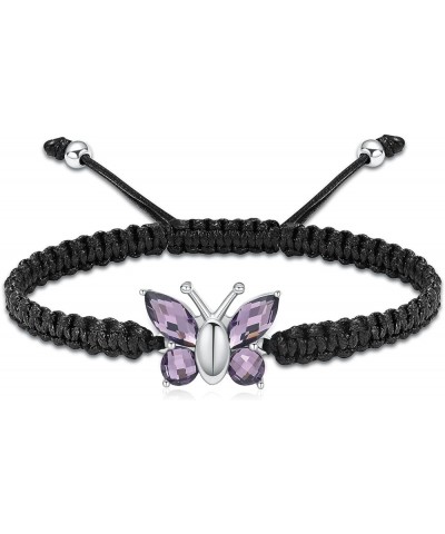 Cremation Jewelry Butterfly Urn Bracelet for Human Ashes for Women Adjustable Memorial Keepsake Rope Bracelet Light Purple $8...