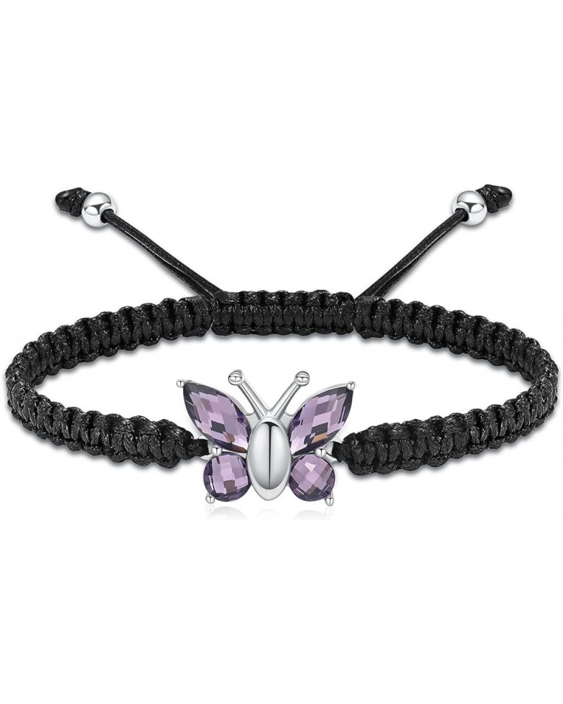 Cremation Jewelry Butterfly Urn Bracelet for Human Ashes for Women Adjustable Memorial Keepsake Rope Bracelet Light Purple $8...