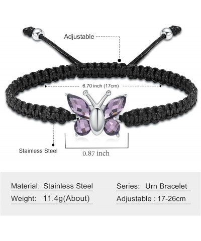 Cremation Jewelry Butterfly Urn Bracelet for Human Ashes for Women Adjustable Memorial Keepsake Rope Bracelet Light Purple $8...