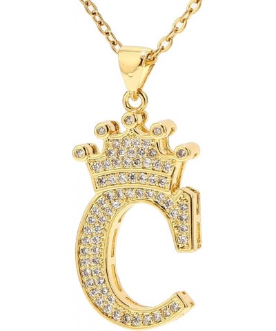 A-Z Letters Necklace Crown Necklace for Men Women 18K Gold Plated Letters Pendants with 23'' Chain Hip Hop Alphabet Name Jewe...